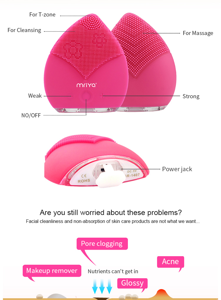 waterproof 15 adjustable massage level silicone face scrub cleansing beauty equipment electronic silicone facial cleansing brush